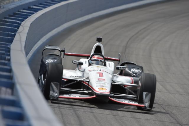 Will Power skirts the wall exiting Turn 4 during the MAVTV 500 at Auto Club Speedway -- Photo by: Chris Owens