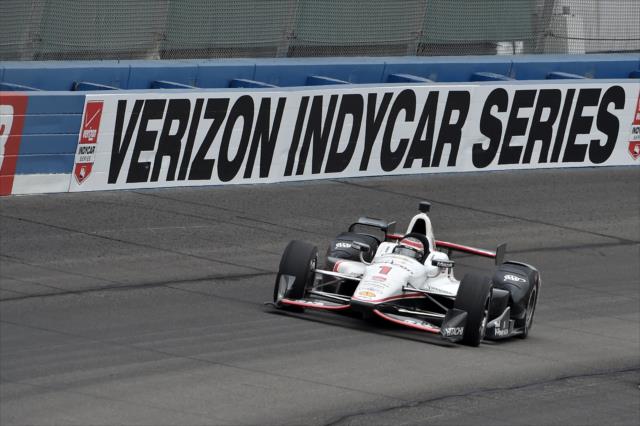Will Power sets up for Turn 3 during the MAVTV 500 at Auto Club Speedway -- Photo by: Chris Owens