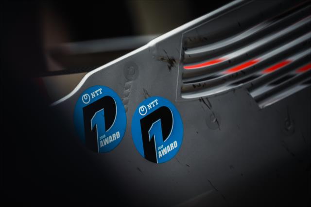 Two P1 Pole award stickers on Will Power's rear wing. -- Photo by: Stephen King