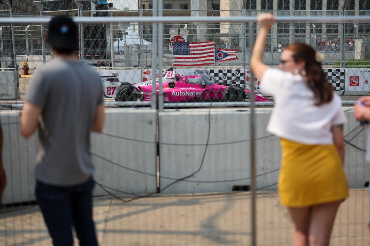 Kyle Kirkwood and fans - Chevrolet Detroit Grand Prix presented by Lear - By: Chris Owens -- Photo by: Chris Owens