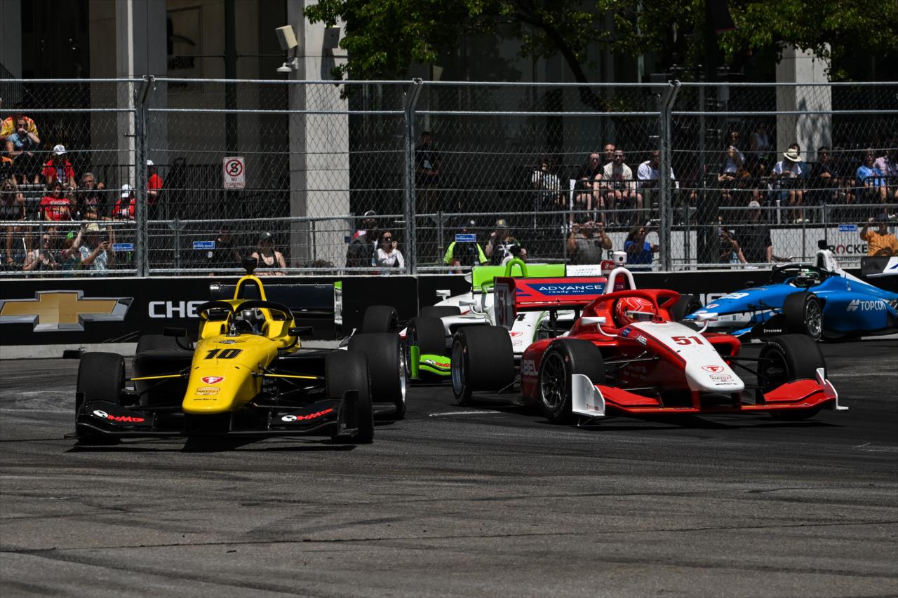 Reece Gold and Jacob Abel - INDY NXT By Firestone Detroit Grand Prix - By: James Black -- Photo by: James  Black