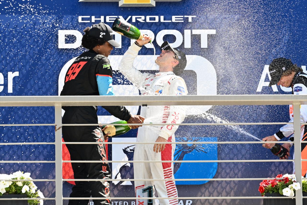 Myles Rowe, Enzo Fittipaldi, Tymek Kucharczyk - Detroit Grand Prix - INDY NXT by Firestone - By: James Black -- Photo by: James  Black