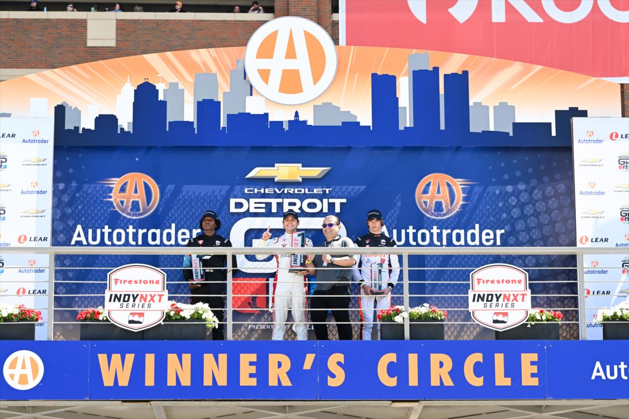Myles Rowe, Enzo Fittipaldi, Tymek Kucharczyk - Detroit Grand Prix - INDY NXT by Firestone - By: James Black -- Photo by: James  Black