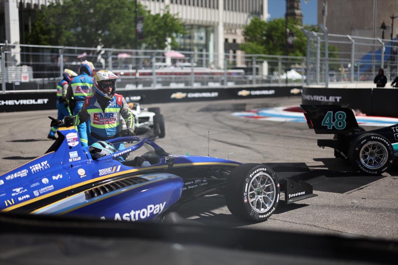 AMR Safety Team tends to Alessandro de Tullio - INDY NXT by Firestone - By: Joe Skibinski -- Photo by: Joe Skibinski