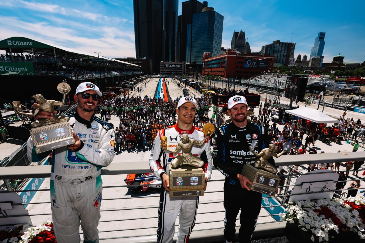 Graham Rahal, Alex Palou and Kyle Kirkwood - Chevrolet Detroit Grand Prix - By: Joe Skibinski -- Photo by: Joe Skibinski