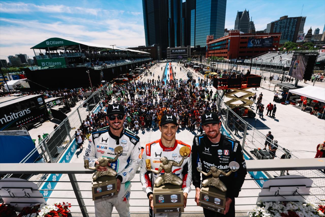 Graham Rahal, Alex Palou and Kyle Kirkwood - Chevrolet Detroit Grand Prix - By: Joe Skibinski -- Photo by: Joe Skibinski