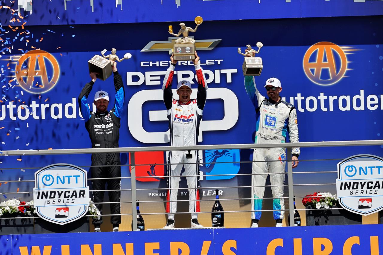Kyle Kirkwood, Alex Palou, Graham Rahal - Chevrolet Detroit Grand Prix - By: Paul Hurley -- Photo by: Paul Hurley