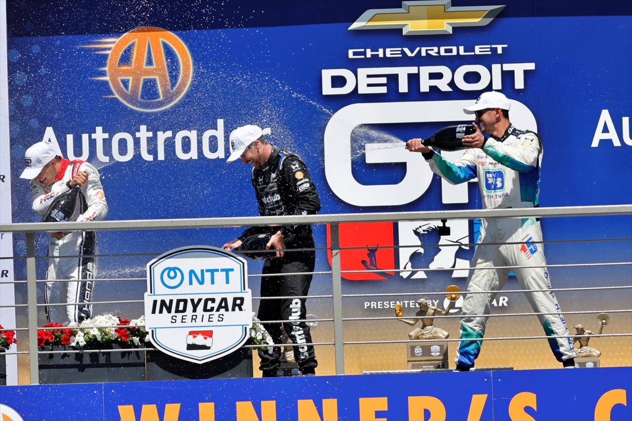 Kyle Kirkwood, Alex Palou, Graham Rahal - Chevrolet Detroit Grand Prix - By: Paul Hurley -- Photo by: Paul Hurley