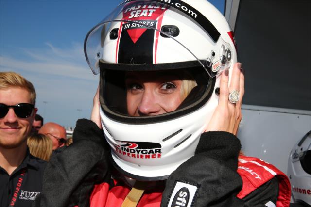 Real Housewives of Orange County's Meghan King Edmonds readies for her two-seater ride around Gateway Motorsports Park -- Photo by: Bret Kelley