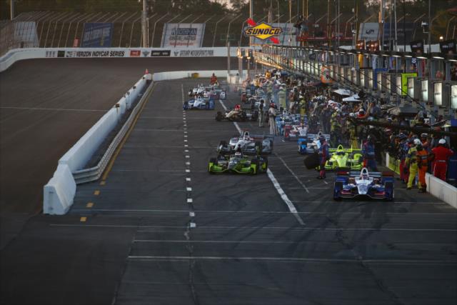 Pit lane comes to life during the pit stop competition prior to the Bommarito Automotive Group 500 at Gateway Motorsports Park -- Photo by: Bret Kelley