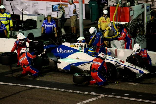 Sebastien Bourdais comes in for tires and fuel on pit lane during the Bommarito Automotive Group 500 at Gateway Motorsports Park -- Photo by: Bret Kelley