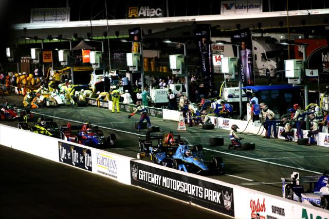 Pit lane comes to life early in the Bommarito Automotive Group 500 at Gateway Motorsports Park -- Photo by: Bret Kelley