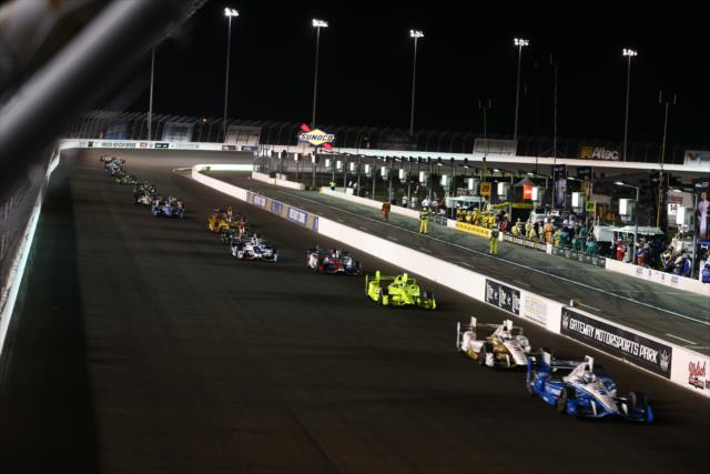 Josef Newgarden leads the field down the frontstretch during the Bommarito Automotive Group 500 at Gateway Motorsports Park -- Photo by: Chris Jones