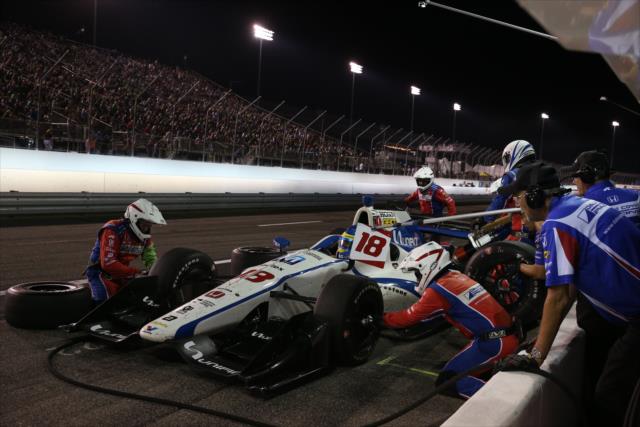 Sebastien Bourdais comes in for tires and fuel on pit lane during the Bommarito Automotive Group 500 at Gateway Motorsports Park -- Photo by: Chris Jones