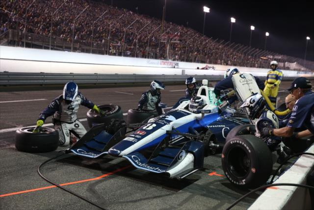 Max Chilton comes in for tires and fuel on pit lane during the Bommarito Automotive Group 500 at Gateway Motorsports Park -- Photo by: Chris Jones