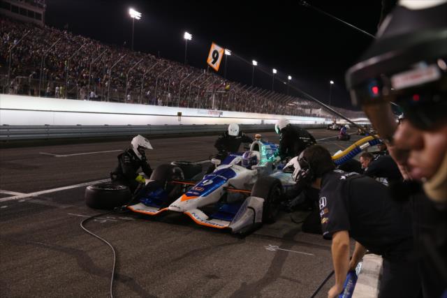 Scott Dixon comes in for tires and fuel on pit lane during the Bommarito Automotive Group 500 at Gateway Motorsports Park -- Photo by: Chris Jones