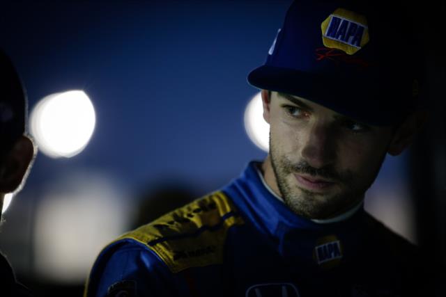 Alexander Rossi in his pit stand prior to the start of the Bommarito Automotive Group 500 at Gateway Motorsports Park -- Photo by: Shawn Gritzmacher
