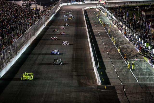 Simon Pagenaud leads the field down the frontstretch during the Bommarito Automotive Group 500 at Gateway Motorsports Park -- Photo by: Shawn Gritzmacher