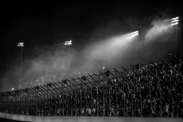 Smoke wafts over the crowd after the fireworks following the Bommarito Automotive Group 500 at Gateway Motorsports Park -- Photo by: Shawn Gritzmacher