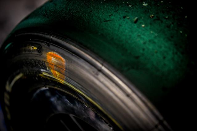 The scuffed tires of Josef Newgarden in Victory Lane after winning the Bommarito Automotive Group 500 at Gateway Motorsports Park -- Photo by: Shawn Gritzmacher