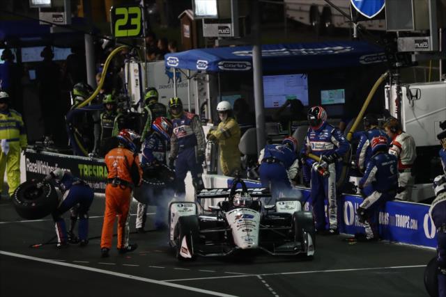 Graham Rahal peels away from his pit stall following service during the Bommarito Automotive Group 500 at Gateway Motorsports Park -- Photo by: Chris Jones