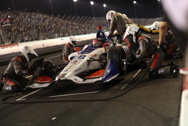 Marco Andretti comes in for tires and fuel on pit lane during the Bommarito Automotive Group 500 at Gateway Motorsports Park -- Photo by: Chris Jones