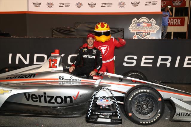 Will Power with the Firestone Firehawk after winning the 2018 Bommarito Automotive Group 500 at Gateway Motorsports Park -- Photo by: Chris Jones