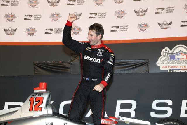 Will Power begins the celebration after winning the Bommarito Automotive Group 500 at Gateway Motorsports Park -- Photo by: Chris Jones