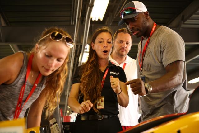 Former St. Louis Rams player Will Witherspoon gets a tour of the Andretti Autosport garage at Gateway Motorsports Park -- Photo by: Matt Fraver