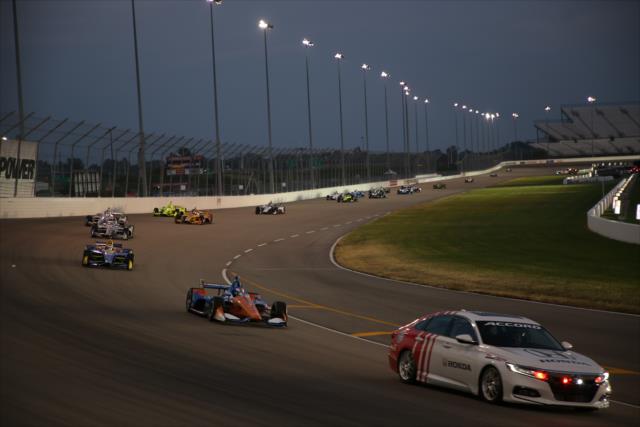 Scott Dixon leads the field behind the pace car during the parade laps prior to the start of the Bommarito Automotive Group 500 at Gateway Motorsports Park -- Photo by: Matt Fraver