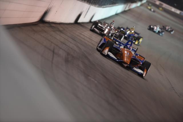 Scott Dixon leads a train of cars setting up for Turn 1 during the Bommarito Automotive Group 500 at Gateway Motorsports Park -- Photo by: Chris Owens