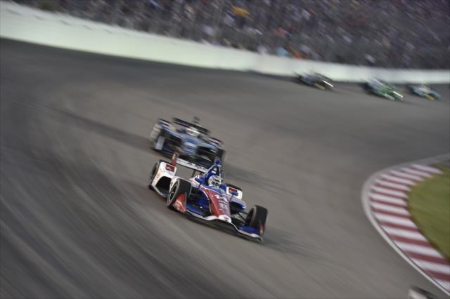 Tony Kanaan shoots into Turn 1 during the Bommarito Automotive Group 500 at Gateway Motorsports Park -- Photo by: Chris Owens