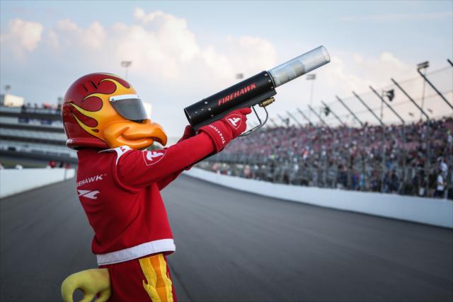 The Firestone Firehawk prepares to fire some t-shirts to the crowd during pre-race festivities for the Bommarito Automotive Group 500 at Gateway Motorsports Park -- Photo by: Shawn Gritzmacher