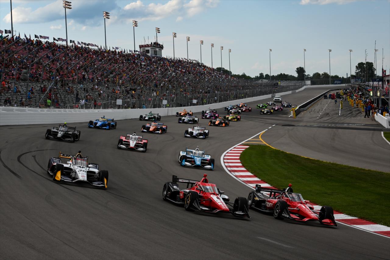 Three-wide parade lap - Bommarito Automotive Group 500 - By: James Black -- Photo by: James  Black