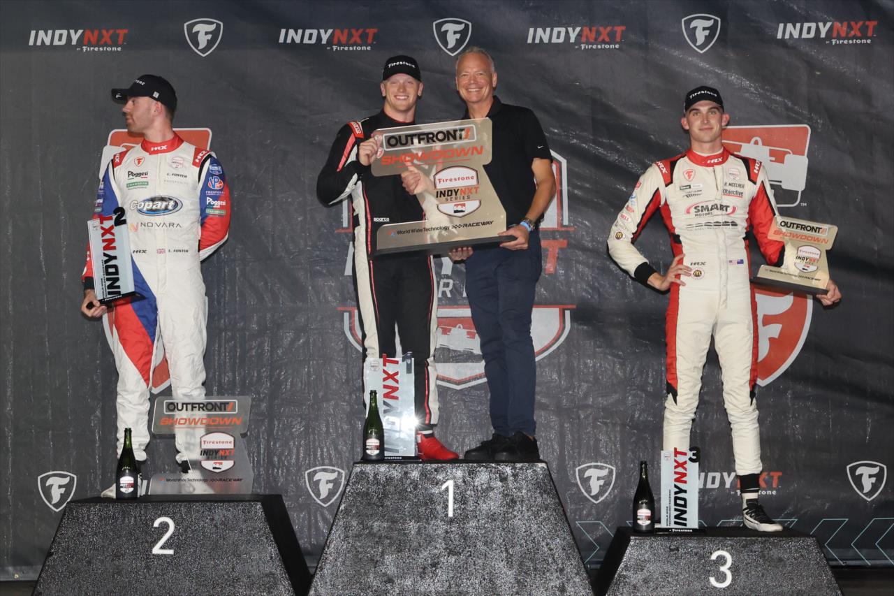 Louis Foster, Christian Rasmussen, Hunter McElrea - INDY NXT By Firestone Outfront Showdown - By: Chris Owens -- Photo by: Chris Owens