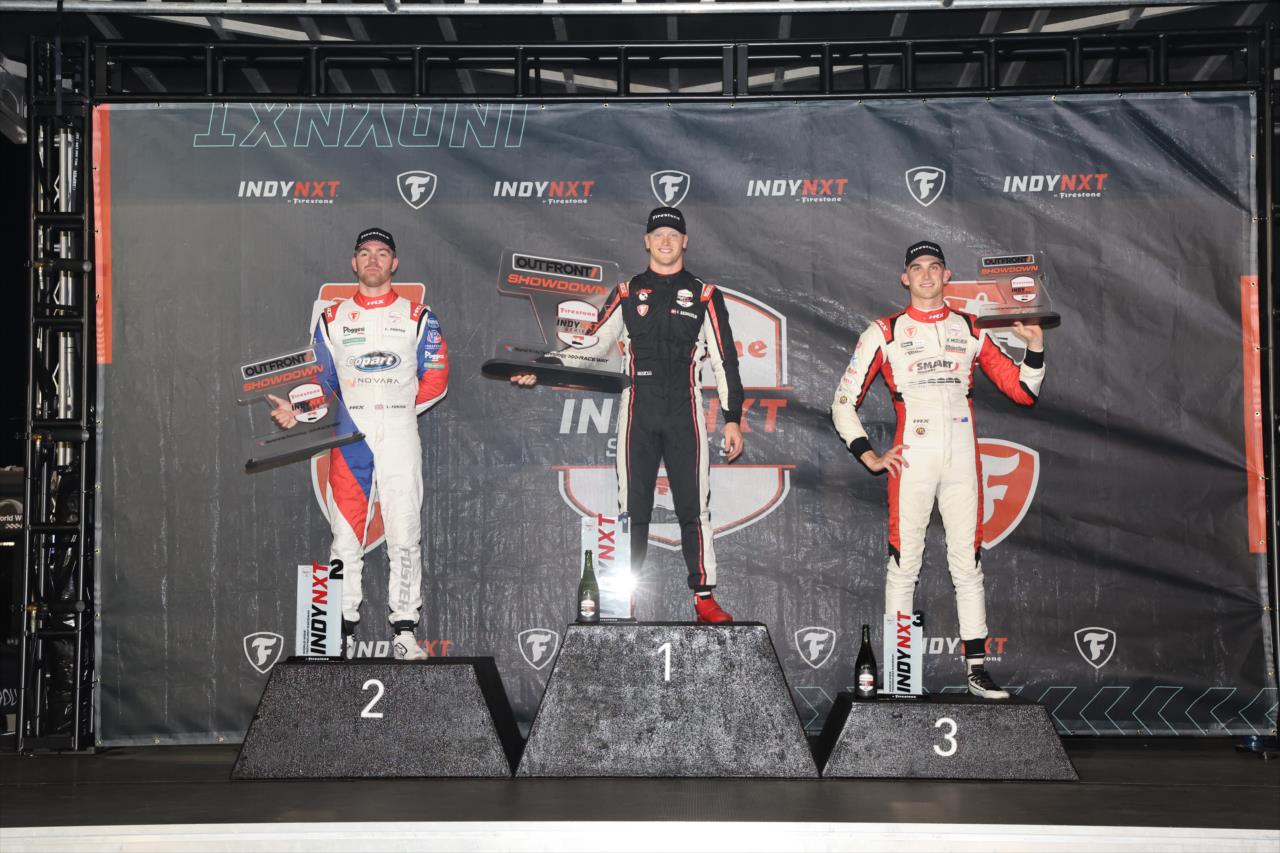 Louis Foster, Christian Rasmussen, Hunter McElrea - INDY NXT By Firestone Outfront Showdown - By: Chris Owens -- Photo by: Chris Owens