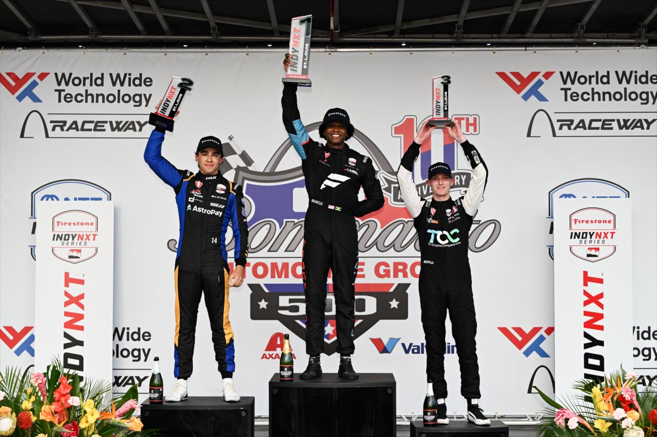 Alessandro de Tullio, Myles Rowe and Josh Pierson - INDY NXT By Firestone at World Wide Technology Raceway - By: James Black -- Photo by: James  Black