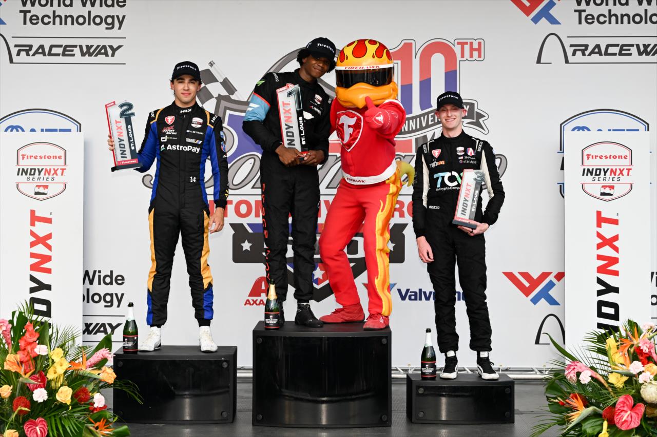 Alessandro de Tullio, Myles Rowe and Josh Pierson - INDY NXT By Firestone at World Wide Technology Raceway - By: James Black -- Photo by: James  Black