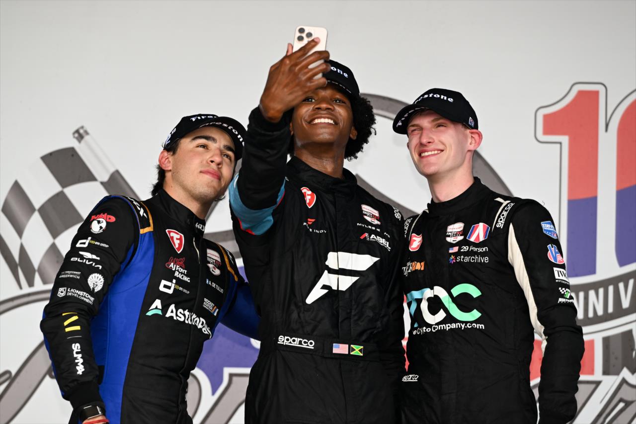 Alessandro de Tullio, Myles Rowe and Josh Pierson - INDY NXT By Firestone at World Wide Technology Raceway - By: James Black -- Photo by: James  Black