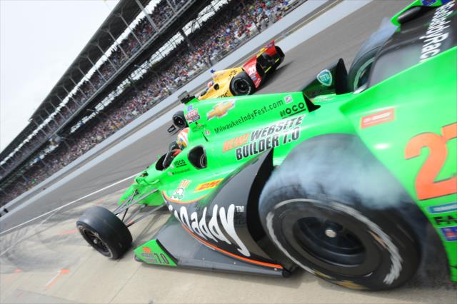 James Hinchcliffe in pit lane -- Photo by: Chris Owens