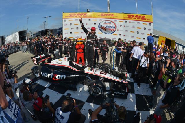 Will Power celebrates his win in the ABC Supply Wisconsin 250 at the Milwaukee Mile -- Photo by: Chris Owens