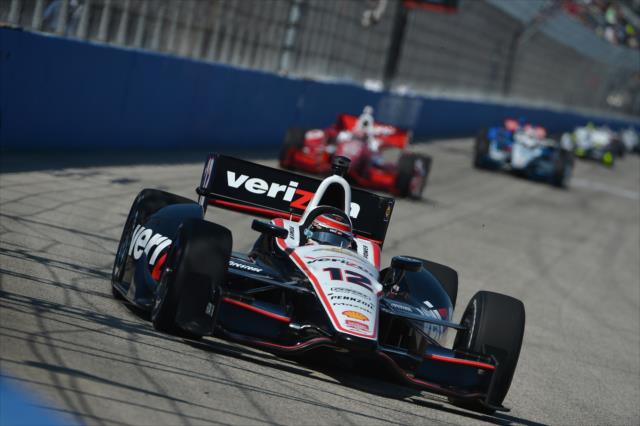 Will Power leads the field into Turn 1 during the ABC Supply Wisconsin 250 at the Milwaukee Mile -- Photo by: Chris Owens