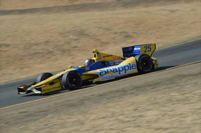Marco Andretti dives into Turn 5 during practice for the GoPro Grand Prix of Sonoma at Sonoma Raceway -- Photo by: Chris Owens
