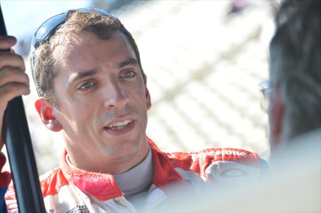 Justin Wilson chats in his pit stand prior to the GoPro Grand Prix of Sonoma at Sonoma Raceway -- Photo by: Chris Owens