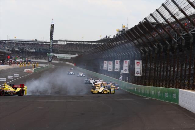 Cars head into turn 1 for the Angie's List Grand Prix of Indianapolis at the Indianapolis Motor Speedway -- Photo by: Bret Kelley