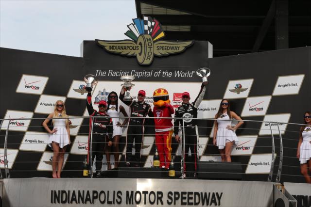 Victory podium at the Angie's List Grand Prix of Indianapolis -- Photo by: Chris Jones