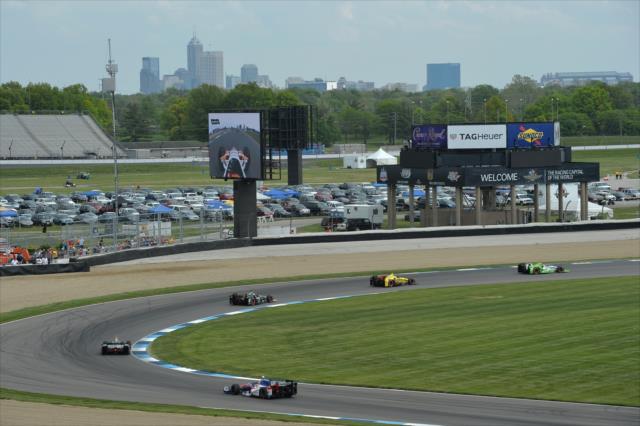 Cars head around IMS during the Angie's List Grand Prix of Indianapolis -- Photo by: Chris Owens