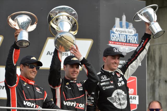 Power, Rahal and Montoya at the Angie's List Grand Prix of Indianapolis -- Photo by: Chris Owens