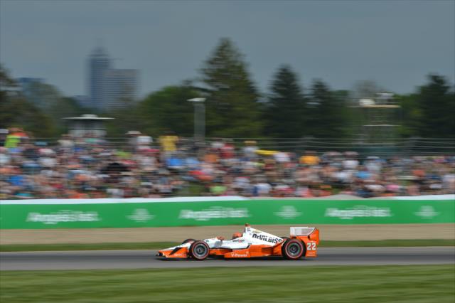 Simon Pagenaud exits Turn 2 during the Angie's List Grand Prix of Indianapolis at the Indianapolis Motor Speedway -- Photo by: Chris Owens