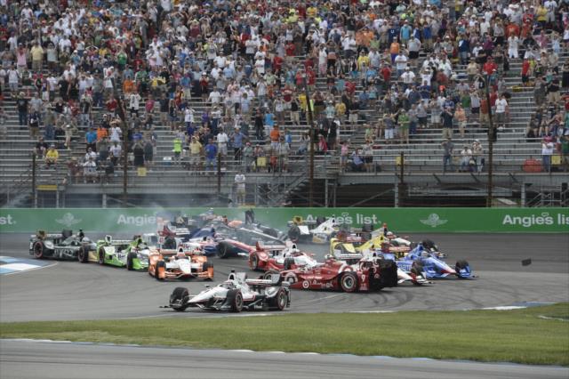 Grand Prix of Indianapolis contact in turn one on lap one -- Photo by: Jim Haines